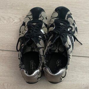 Coach Black and Beige Patterned Sneakers